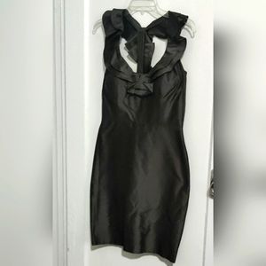 Lynn Lugo dark gray metallic look silk dress size 8
